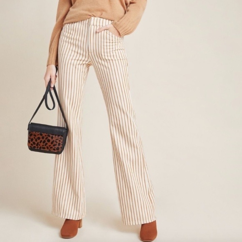 Anthropologie Orange and Cream Striped Pants Jeans